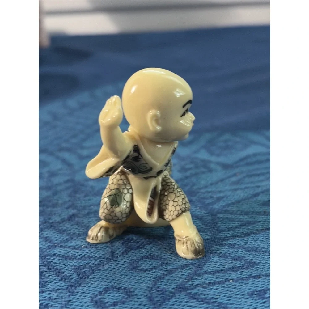 Vintage Chinese Kung Fu Shaolin Monk Boy Figurine Martial Arts Fighter